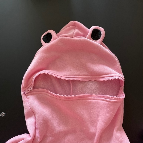 Hoodie Frog Zip it up or not Face w ears and Frog Feet - Picture 5 of 13